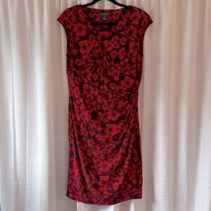 Lauren Ralph Lauren Red and Black Floral Midi Dress
